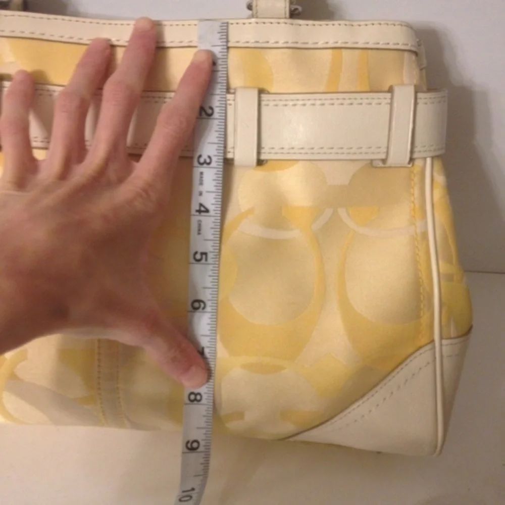 Coach yellow optic and leather tote